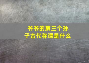 爷爷的第三个孙子古代称谓是什么