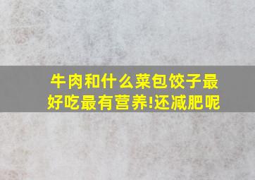 牛肉和什么菜包饺子最好吃最有营养!还减肥呢