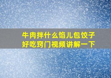 牛肉拌什么馅儿包饺子好吃窍门视频讲解一下