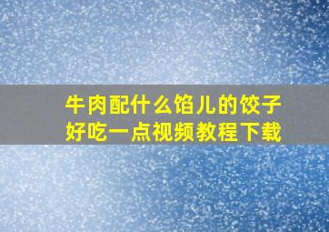 牛肉配什么馅儿的饺子好吃一点视频教程下载