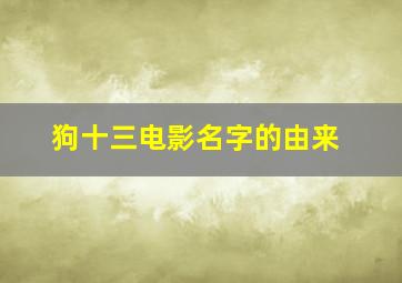 狗十三电影名字的由来