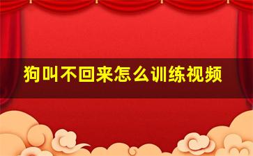 狗叫不回来怎么训练视频