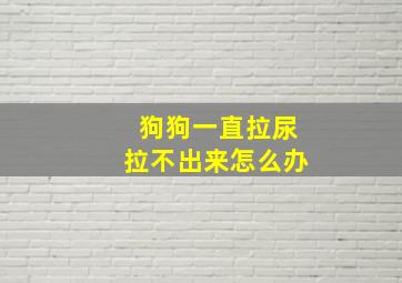 狗狗一直拉尿拉不出来怎么办