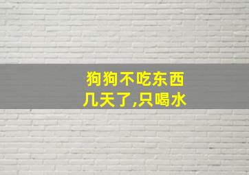 狗狗不吃东西几天了,只喝水