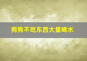 狗狗不吃东西大量喝水