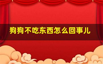 狗狗不吃东西怎么回事儿