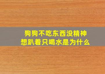 狗狗不吃东西没精神想趴着只喝水是为什么