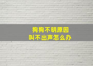 狗狗不明原因叫不出声怎么办