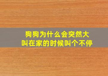 狗狗为什么会突然大叫在家的时候叫个不停