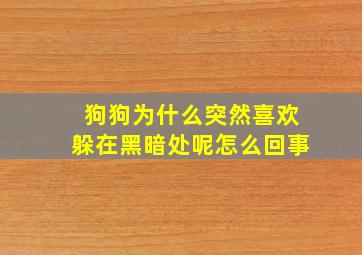 狗狗为什么突然喜欢躲在黑暗处呢怎么回事