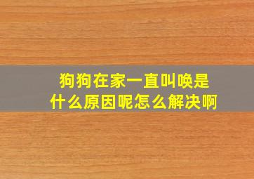 狗狗在家一直叫唤是什么原因呢怎么解决啊