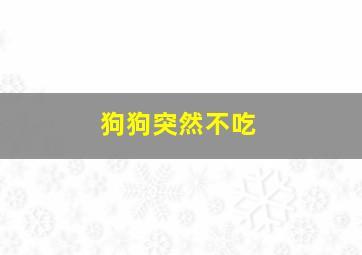 狗狗突然不吃