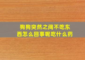 狗狗突然之间不吃东西怎么回事呢吃什么药