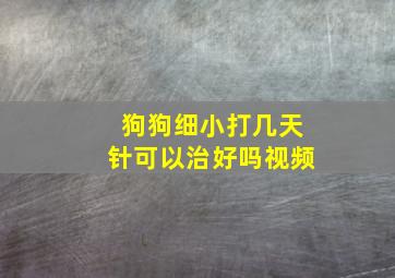 狗狗细小打几天针可以治好吗视频