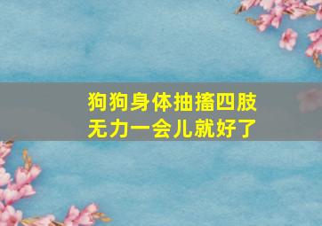 狗狗身体抽搐四肢无力一会儿就好了