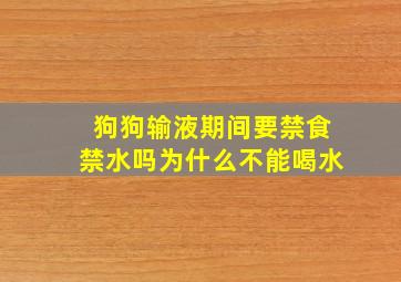 狗狗输液期间要禁食禁水吗为什么不能喝水