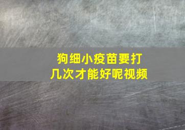 狗细小疫苗要打几次才能好呢视频