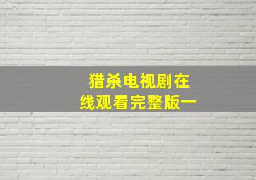 猎杀电视剧在线观看完整版一