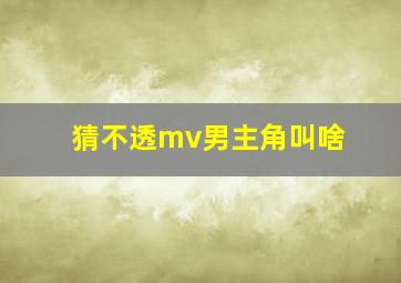 猜不透mv男主角叫啥