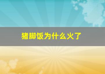 猪脚饭为什么火了