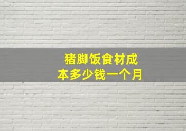 猪脚饭食材成本多少钱一个月