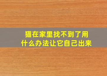 猫在家里找不到了用什么办法让它自己出来