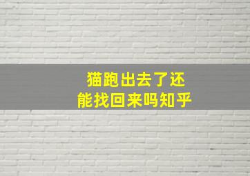 猫跑出去了还能找回来吗知乎