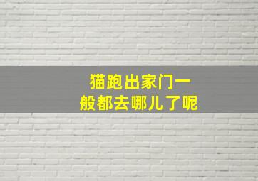 猫跑出家门一般都去哪儿了呢