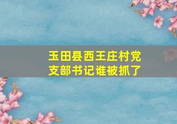 玉田县西王庄村党支部书记谁被抓了