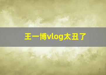 王一博vlog太丑了