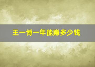 王一博一年能赚多少钱