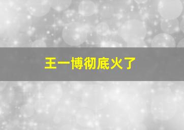 王一博彻底火了