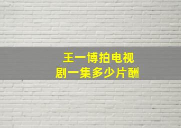 王一博拍电视剧一集多少片酬