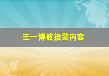 王一博被报警内容