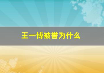 王一博被誉为什么