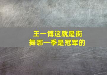 王一博这就是街舞哪一季是冠军的