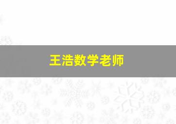 王浩数学老师