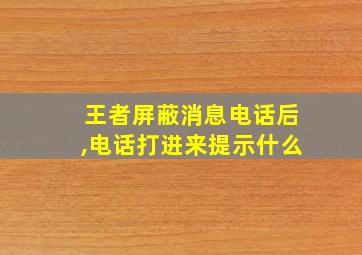 王者屏蔽消息电话后,电话打进来提示什么