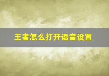 王者怎么打开语音设置