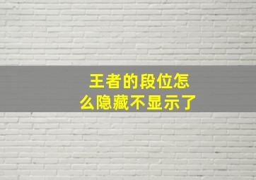 王者的段位怎么隐藏不显示了