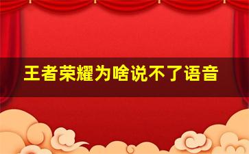 王者荣耀为啥说不了语音