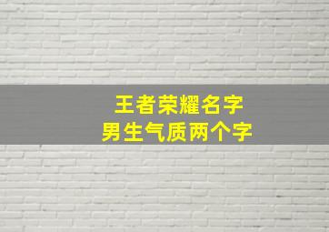 王者荣耀名字男生气质两个字