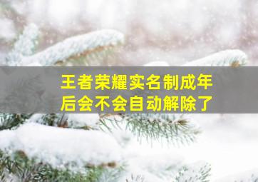 王者荣耀实名制成年后会不会自动解除了