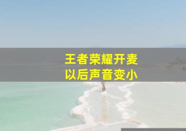 王者荣耀开麦以后声音变小