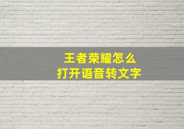 王者荣耀怎么打开语音转文字