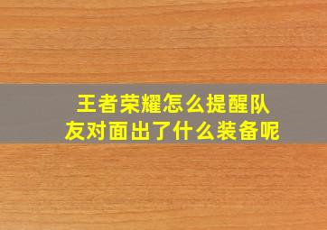 王者荣耀怎么提醒队友对面出了什么装备呢