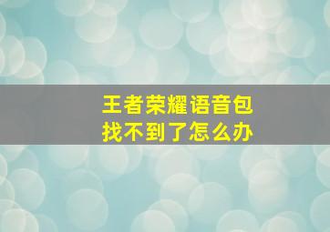 王者荣耀语音包找不到了怎么办