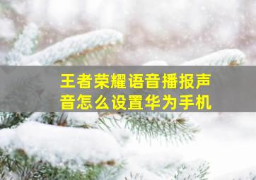 王者荣耀语音播报声音怎么设置华为手机