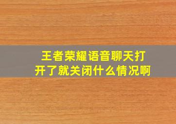 王者荣耀语音聊天打开了就关闭什么情况啊