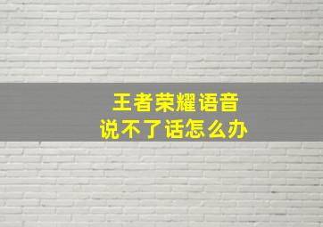 王者荣耀语音说不了话怎么办